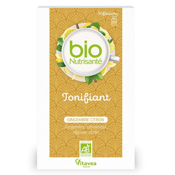 Nutrisanté Vitavea Infusion Bio Gingembre Citron Tonifiant 20 sachets