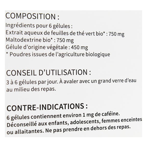 Phytaya Minceur Thé Vert Bio 200 gélules