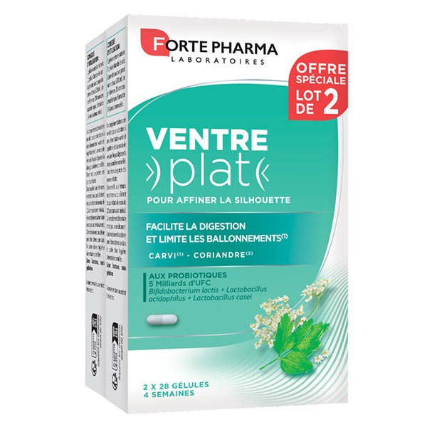 Forté Pharma Ventre Plat Minceur Ballonnements Elimination Lot de 2x28 gélules