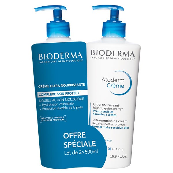 Bioderma Atoderm Crème Nourrissante Peaux Sensibles Lot de 2 x 500ml