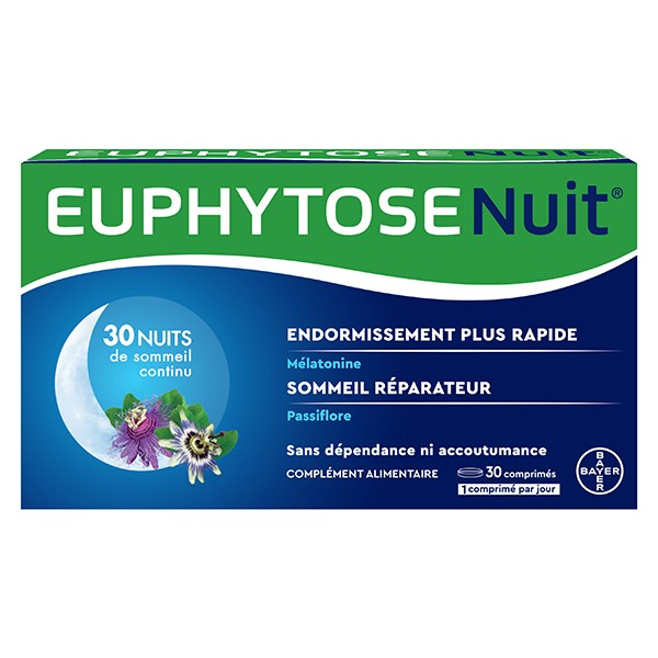 Euphytose Nuit Sommeil Mélatonine et Passiflore 30 comprimés