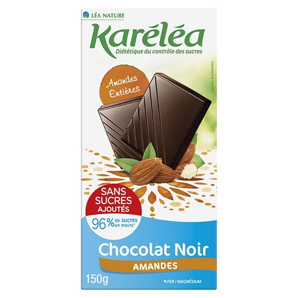 Karéléa Chocolat Sans Sucres Ajoutés Tablette Chocolat Noir