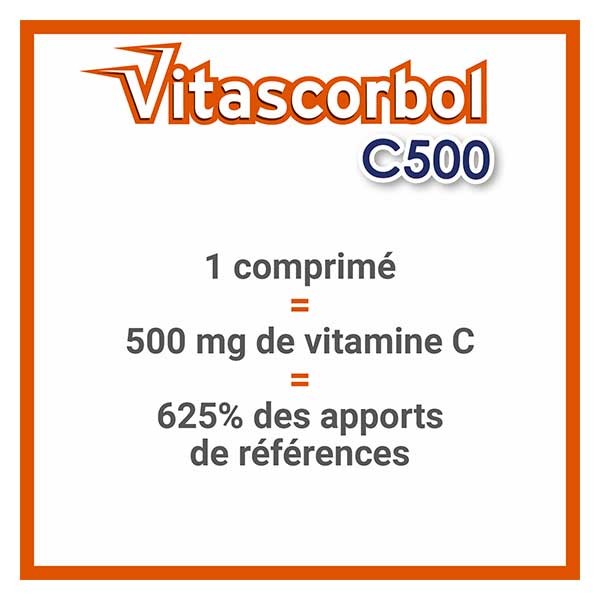 Vitascorbol Vitamine C 500mg -  24 comprimés à croquer