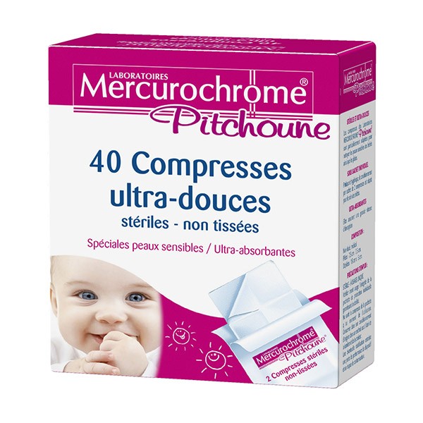 Mercurochrome Compresses Stériles 5cm x 5cm 30 compresses