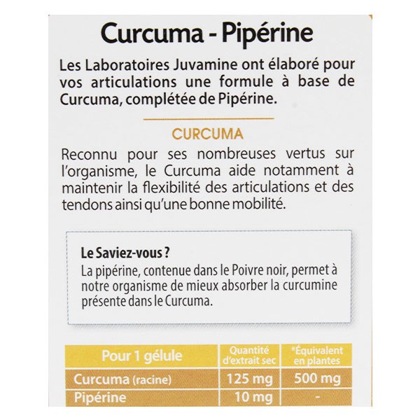 Juvamine Curcuma Piperine Articulations 30 gélules