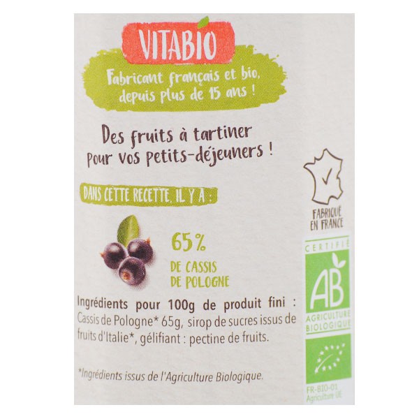 Vitabio Fruit à Tartiner Cassis Bio 290g
