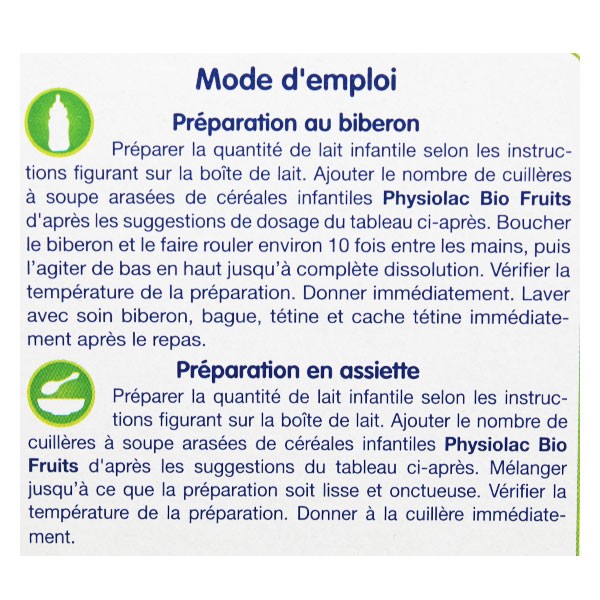 Physiolac Bio Céréales Fruits 6 mois+ 200g