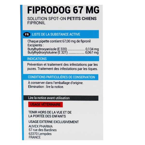 Fiprotec 67 mg- solution antiparasitaire spot-on pour chien de 2 à