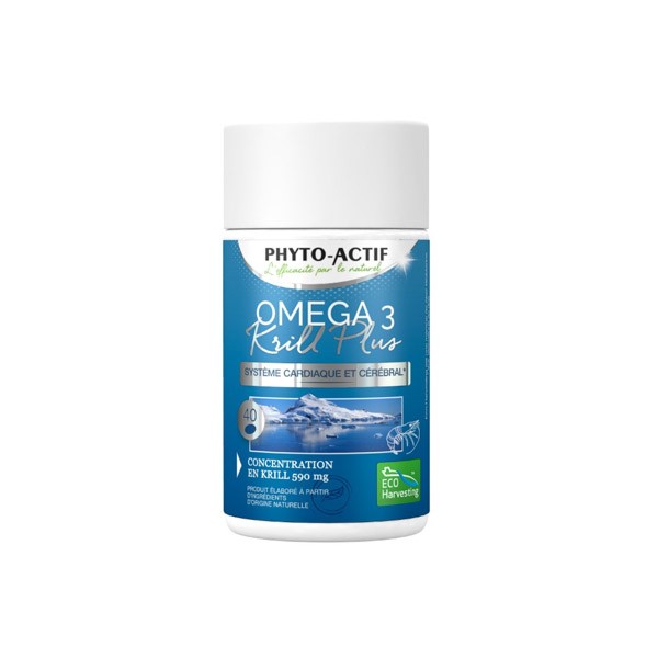 Phytoactif Omega 3 Krill Plus Système Cardiaque et Cérébral 40 Capsules