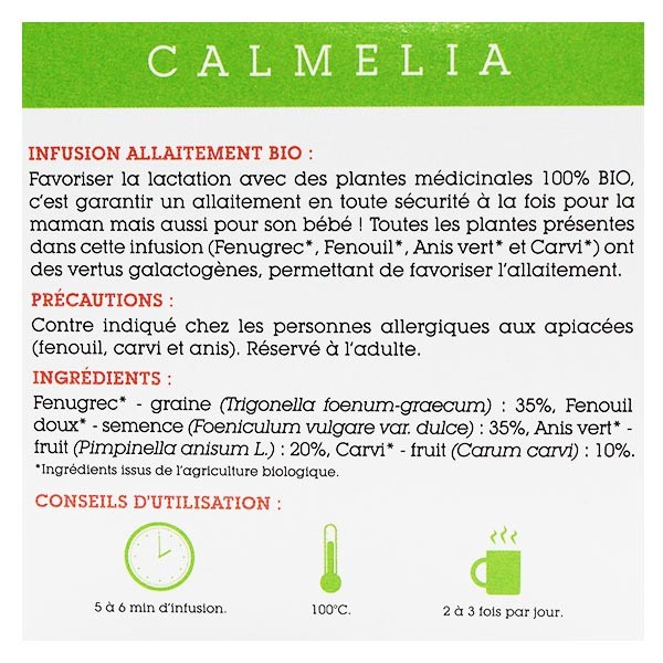 Infusion Allaitement Bio - 15 infusettes | Calmelia