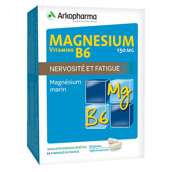 Arkopharma Magnésium Vitamine B6 Nervosité et Fatigue 60 gélules