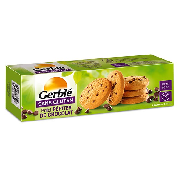Gerble Biscuits céréales pépites chocolat, sans gluten & lactose 