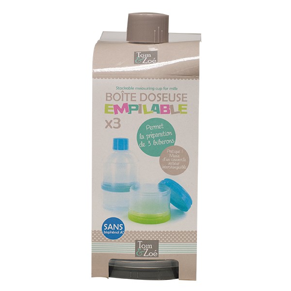 Tom & Zoé Boite Doseuse Empilable Taupe 3 Compartiments