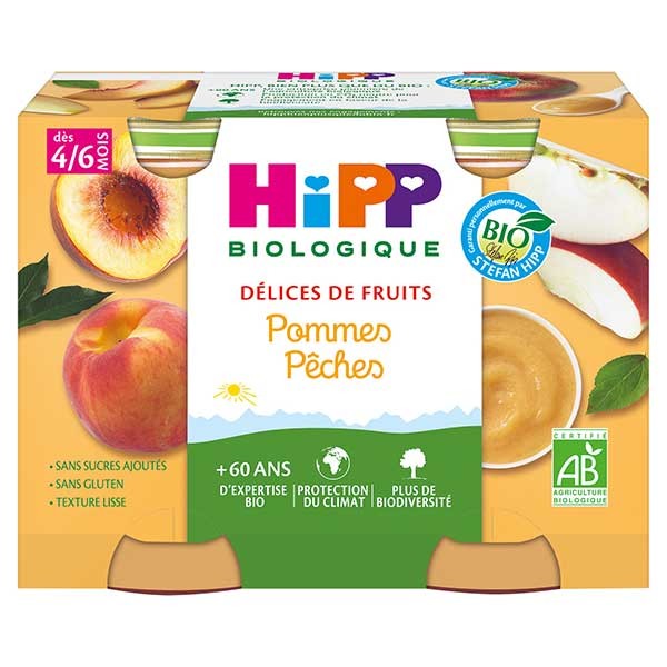Compote bébé dès 4/6 mois Gourdes Multipack 4 variétés Bio HIPP