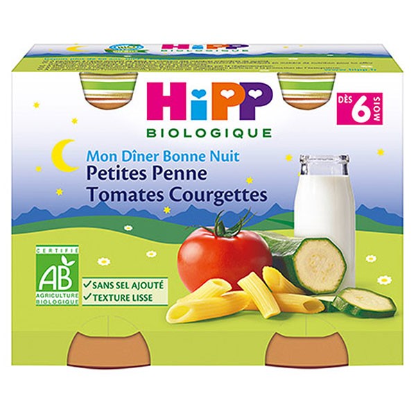Hipp Bio Mon Dîner Bonne Nuit Bol Petites Penne Tomates Courgettes