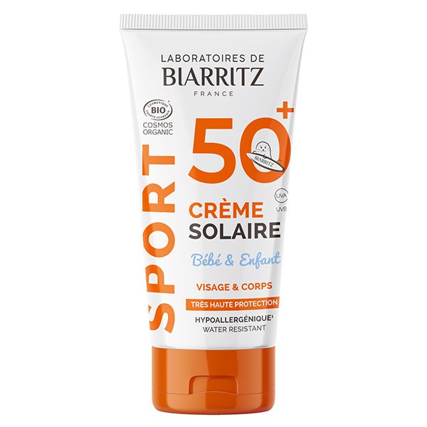 Crème solaire bébé et enfant SPF50+ Sport certifiée Bio