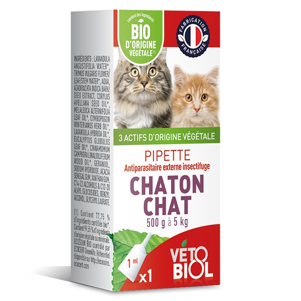 Vetobiol Antiparasitaire Pipette Chaton Bio 1 Pipette Pas Cher