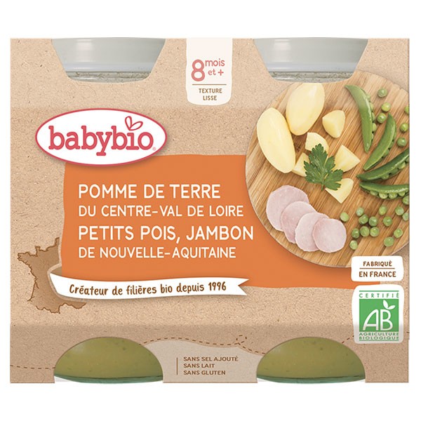 BABYBIO - PETIT POT POMME DE TERRE EPINARDS 2 X 130 G - Bio Pour Bébés