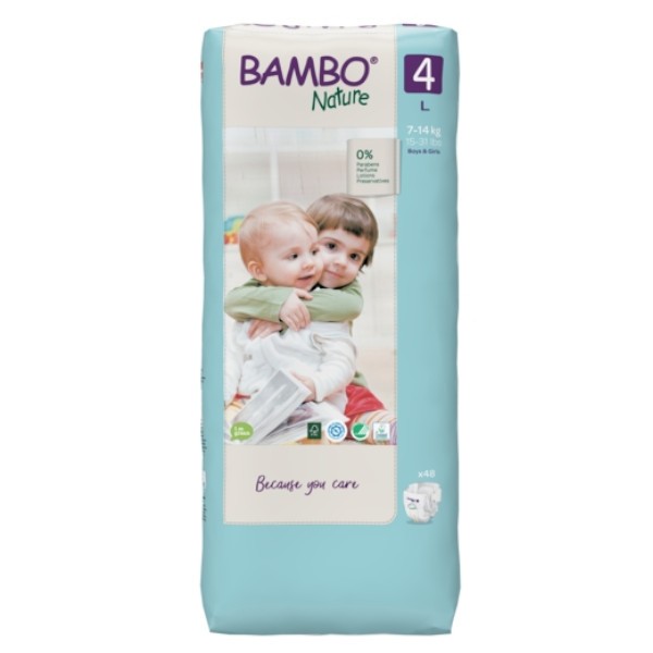 Bambo Nature Couche Taille 4 7-14kg Tall Pack 48 unités