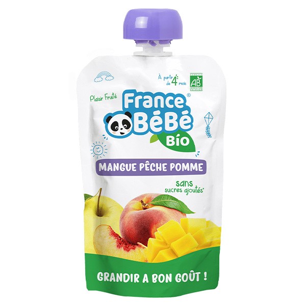 Gourdes Mangue Pêche Pomme pour bébés dès 4 mois - FRANCE BéBé BIO