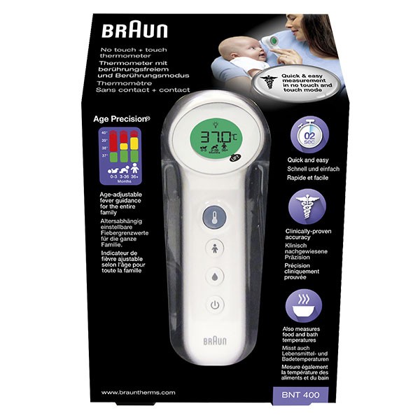 Braun Sensian 7 Thermomètre frontal sans contact avec Age Precision -  Silencieux - Affichage numérique à code couleur - Bébé et enfant - 2  secondes - Marque n°1 auprès des médecins - BNT400 : : Hygiène et  Santé