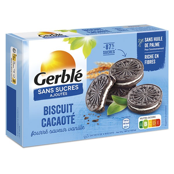 Gerblé Biscuits Cacaotés Vanille Sans Sucres 176g