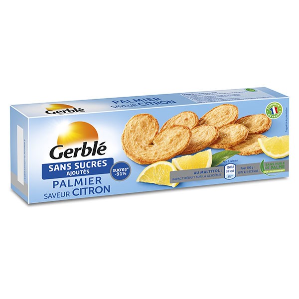 Gerble Sans Sucres Ajoutes Biscuit Palmier Citron 100g Pas Cher