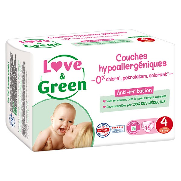 Love & Green Hygiène Bébé Coton Maxi Carré Bio 70 unités