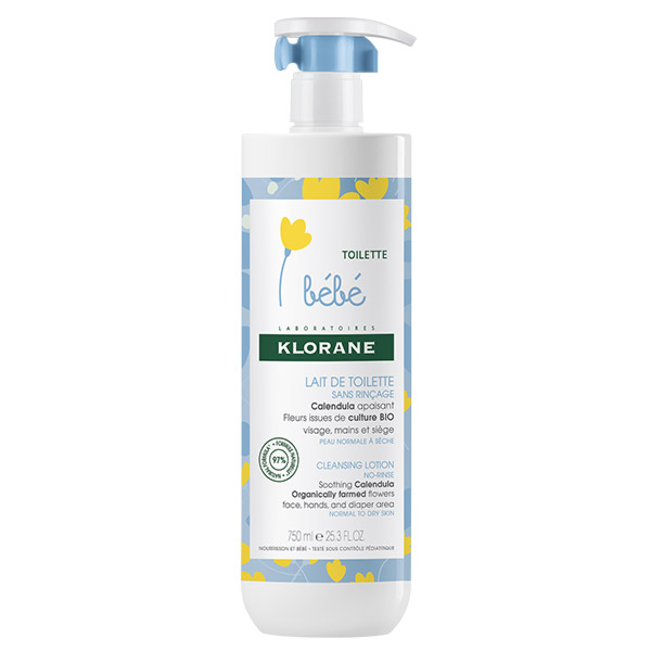Klorane Bébé Calendula Lait de Toilette sans Rinçage 750ml